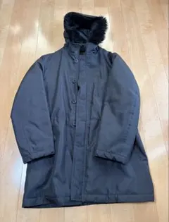 ★ファー付きフード ブラック ナイロンジャケット