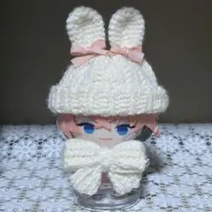 うさぎ耳ニット帽 マフラーリボン セット