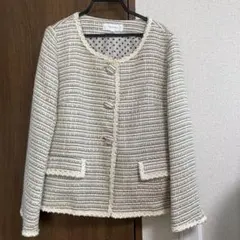 Vert Dense ノーカラー ツイードジャケット　M