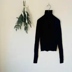 ザラ リブニット トップス / 長袖 タートルネック シンプル 黒 S サイズ