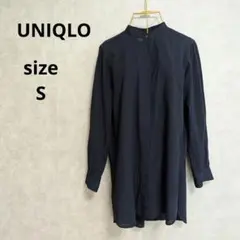 UNIQLO イネスコラボ シアサッカー ロングシャツ ネイビー S