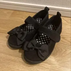 HusHusH キッズ フォーマルシューズ 黒 リボン 16.0cm 女の子