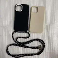 iPhone15スマホケース ショルダーストラップ付き 2色セット