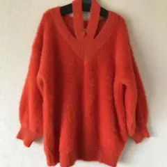 オレンジ オフショル ニット