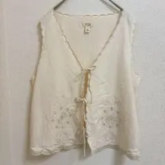 a.n.a a new approach 刺繍ベスト ジレアイボリー M レース