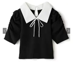 【匿名配送】配色カラーリボンパワーショルダートップス tu704 GRL