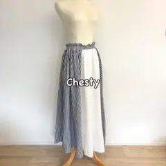 Chesty ロングスカート パッチワーク ストライプ ギンガムチェック フリーのサムネイル