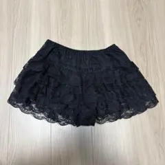 黒 フリル付きレースミニスカート