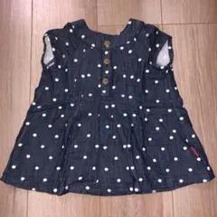 MouJonJonデニム×ドット柄チュニックワンピース♡80サイズのサムネイル