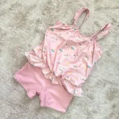 女の子 水着 130cm ユニコーン柄 ピンク