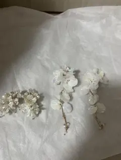 花モチーフ ウェディング ヘッドドレスピアスセット