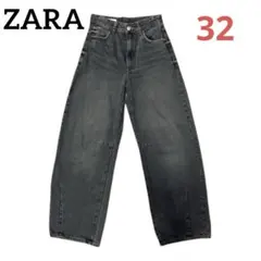 【zara/ザラ】美品　バギーデニム　ブラックデニム　バルーンデニム　太め 32