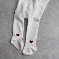 〖限定価格〗65 ホワイト ベビータイツ ハート刺繍