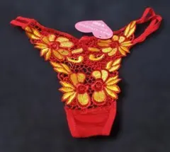 SEXY LINGERIE Tバック レッド 花柄刺繍のサムネイル