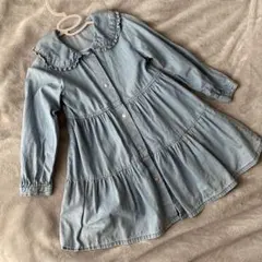 ZARA ライトブルー デニム風長袖ワンピース 110