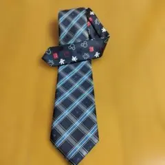【美品】ブリックハウス ディズニー コラボ ネクタイ ミッキー チェック柄 青