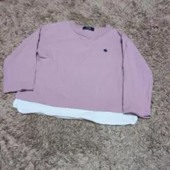【POLO】 ピンク 重ね着風長袖カットソー110cm