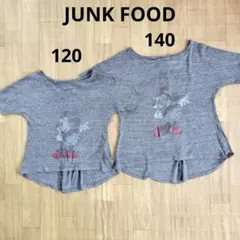 【姉妹お揃い】120/140　JUNK FOOD　Tシャツ　ミニーちゃん　グレーのサムネイル