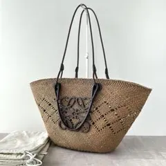 【美品✨️】LOEWE アナグラム バスケットバッグ ミディアム ブラウン系
