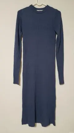 Flugge☆ブルー長袖ニットタイトワンピース　Sサイズ　レディース