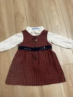 ホワイト 長袖 襟付きシャツ　ワンピース　セット売り　80センチ