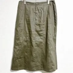 ルイシャンタン　スカート シルク100% 日本製 カーキ　上品 綺麗め　光沢のサムネイル