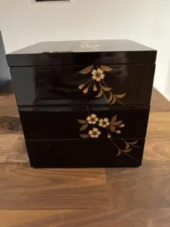 北一漆器　kaze-ya style 桜蒔絵 三段重箱 黒漆器