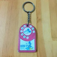 昭和レトロ ディズニー ミッキーマウス ミニーマウス 電話型キーホルダー