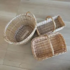 籐製バスケット3点セット