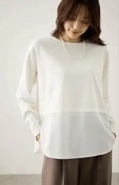 布帛ドッキングロングスリーブTシャツ