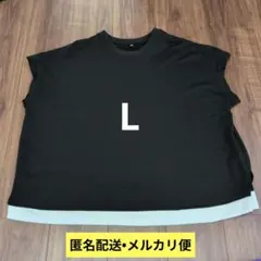 トップバリュ レディース ノースリーブ カットソー ブラック L