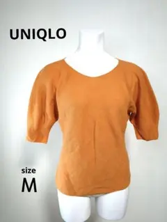 UNIQLO♡3Dコットンボリュームスリーブセーター（5分袖）オレンジМ