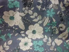 2ｍ 綿麻 シーチング ボタニカル 花柄a/グレー系地