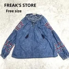 ✨美品✨FREAK'S STORE インディゴ 刺繍ブラウス　フリークスストアのサムネイル
