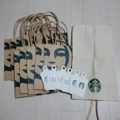 スタバ 紙袋 10枚＋ タグ 6枚＋ ギフト用巾着 1枚セット