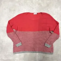 LEPSIM レプシィム モヘヤ混 バイカラー ニット チュニック レッド