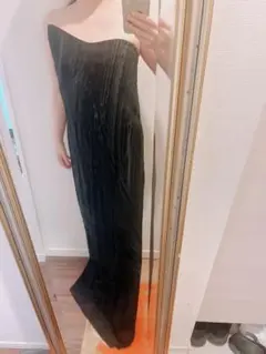 ブラック ストラップレス パーティードレス