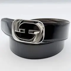 ✨良品✨グッチ ベルト インターロッキングG シルバー金具 Gバックル 男女兼用