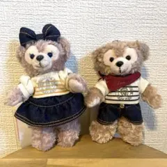 タグ付　ダッフィー　シェリーメイ　ぬいぐるみバッジ　デニム