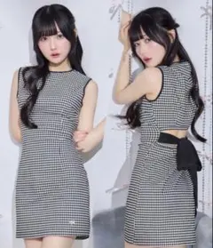 バックスリットチェックワンピース