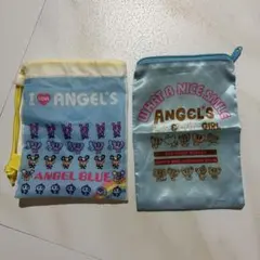 ANGEL BLUE 巾着 ポーチ 2点セット　ガチャガチャ　　エンジェルブルーのサムネイル