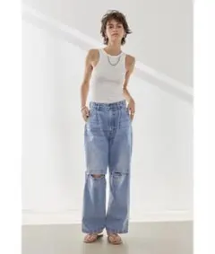 ハイウエストワイドレッグデニムパンツ