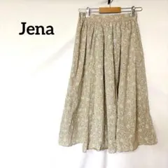 ♦︎jena フレア　ロングスカート 花柄 FREE ベージュ　ウエストゴム