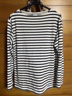 Orcival 長袖カットソー 白とネイビーのストライプ