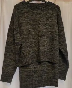 ニットセーターとタイトスカートセットアップ