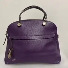パープル レザー ハンドバッグ