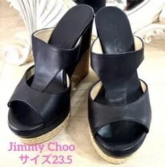 Jimmy Choo ジミーチュウ　ウエッジソールサンダル　黒　23.5