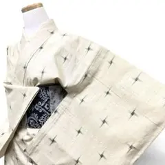 本麻　大丸百貨店扱い　抽象竹織り出し　小千谷ちぢみ　着物（５１２） 本麻 大丸百貨店扱い 抽象竹織り出し 小千谷ちぢみ 着物（512