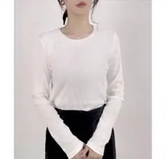 新品タグ付き　オフホワイト　テレコリブカットソー　M