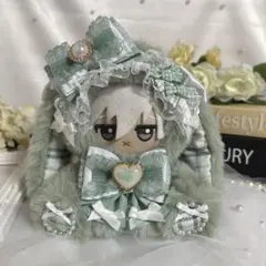 おすわりぬい服 着ぐるみ 緑×白 たれ耳うさぎ ちびぐるみ等【R45】